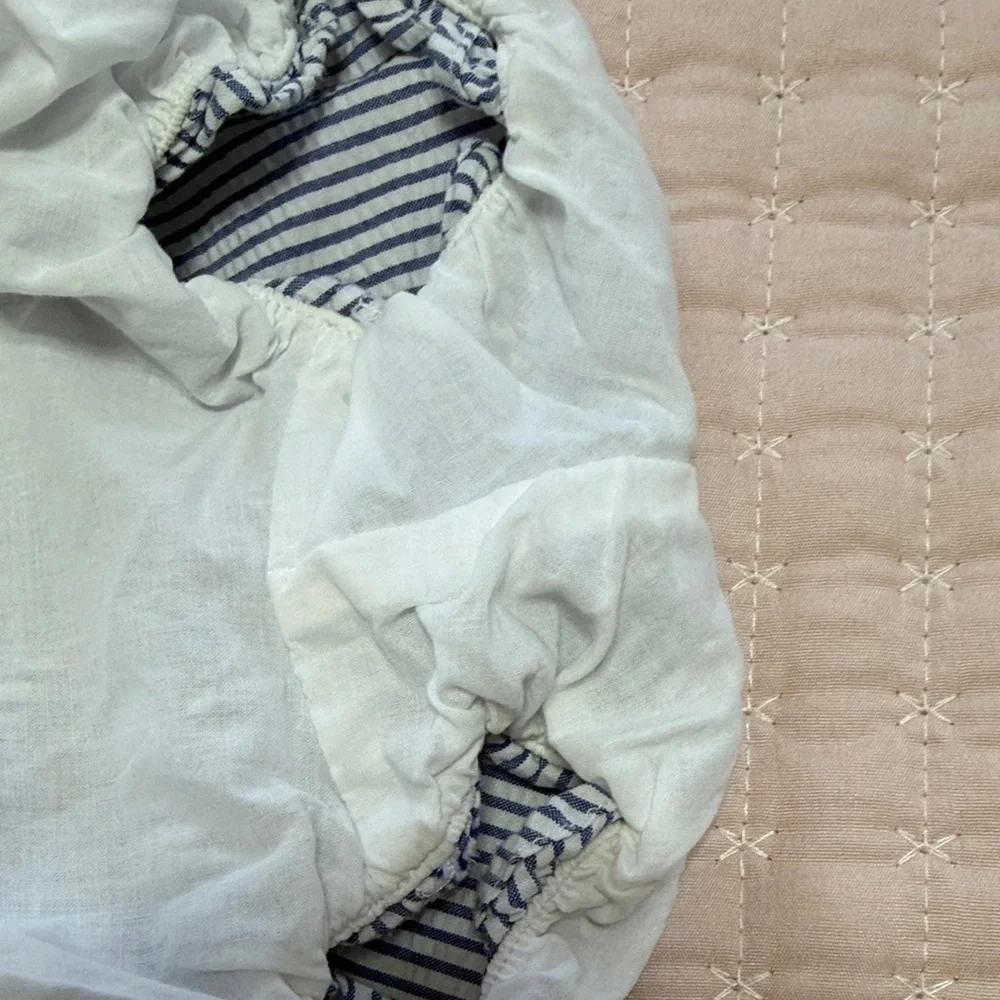 Janie and Jack Blue & White Striped Ruffle Diaper Cover Set